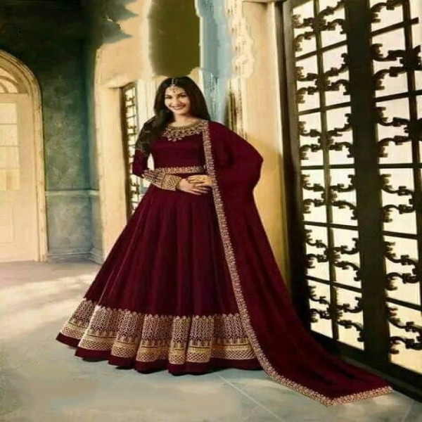 Georgette embroidery work Free Size Gwon party Dress suits For women GN0102 466897161_BD-2246714hhh