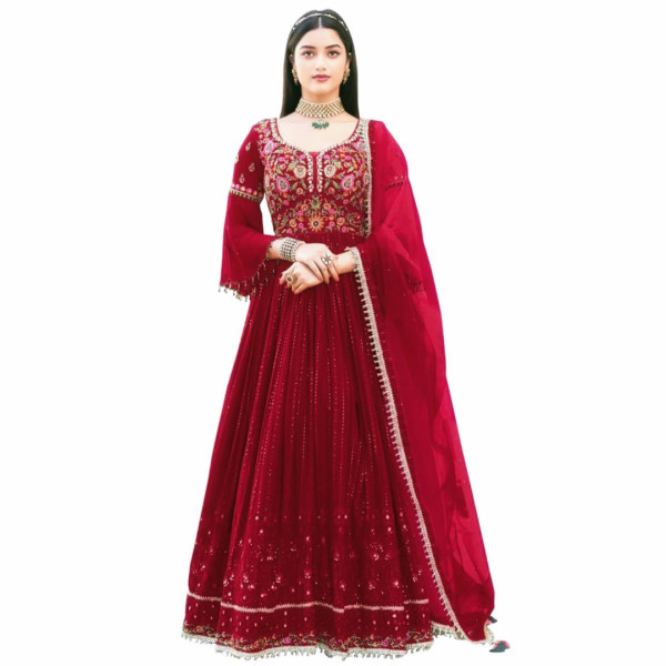 Georgette embroidery work Free Size Gwon party Dress suits For women GN0101 466897161_BD-22467146pj