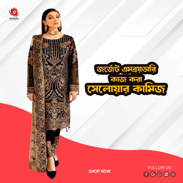 UnStitched Georgette embroidery work Free Size Designer salwar kameez For women GK004 466897161_BD-22467146nn