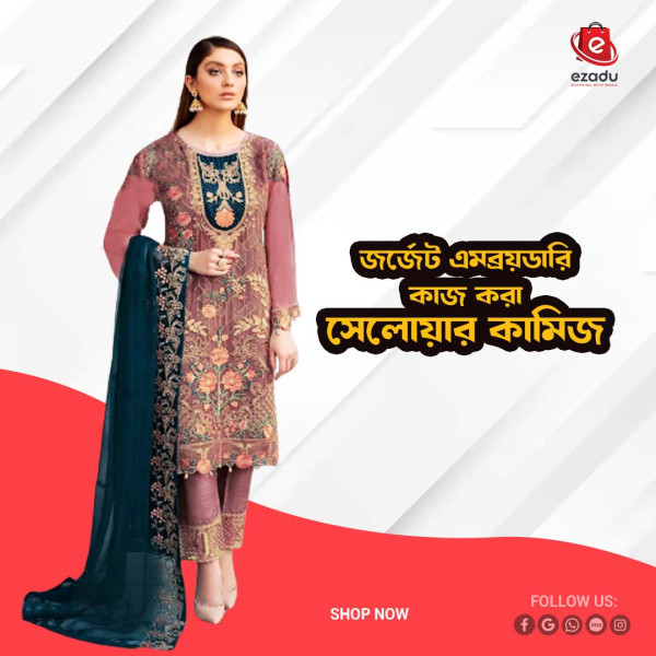 UnStitched Georgette embroidery work Free Size Designer salwar kameez For women GK009 466897161_BD-22467144pc