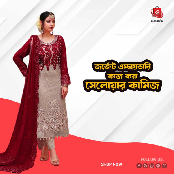 UnStitched Georgette embroidery work Free Size Designer salwar kameez For women GK014 466897161_BD-22467144sd