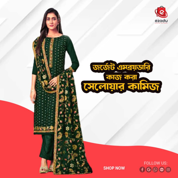 UnStitched Georgette embroidery work Free Size Designer salwar kameez For women GK021 295796370_BD-13085009dd